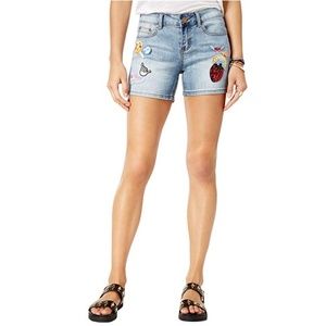 Denim Shorts w/ Graphic Patches Pins Patch M 7 27
